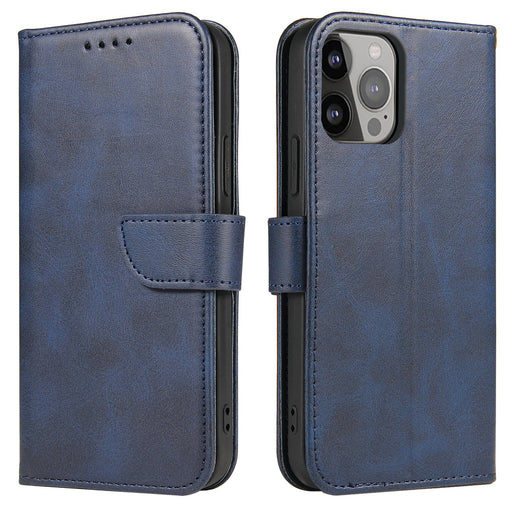 Magnet Case elegant bookcase type case with kickstand for iPhone 13 Pro Max blue - Cell phone cases