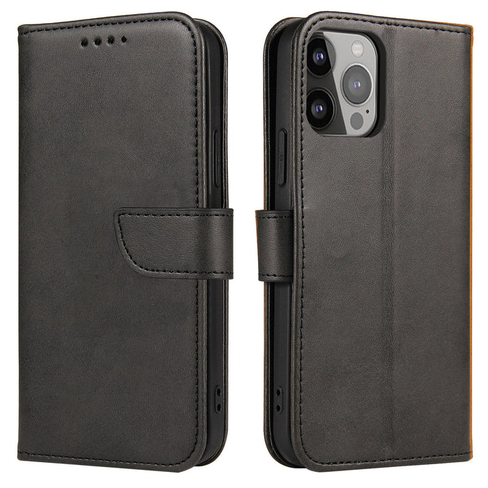 Magnet Case elegant bookcase type case with kickstand for iPhone 13 Pro Max black - Cell phone cases