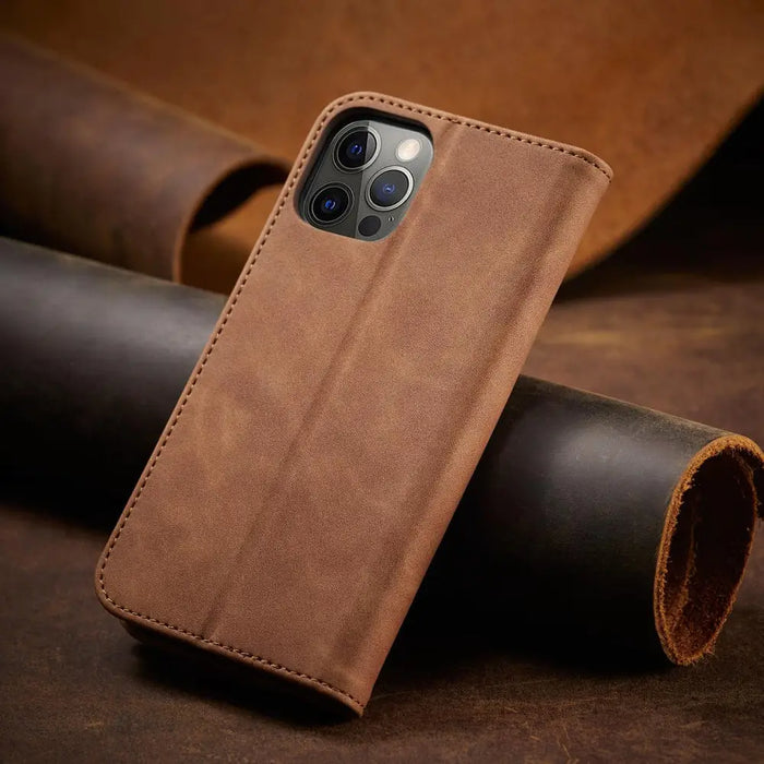 Magnet Fancy Case Case for iPhone 12 Pro Max Pouch Wallet Card Holder Brown - Cell phone cases and covers<<<HurtelXML