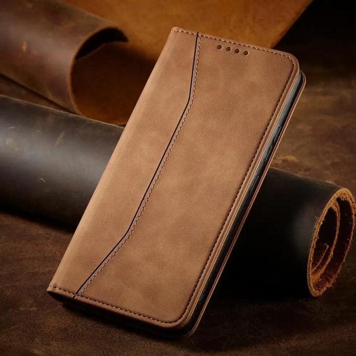Magnet Fancy Case Case for Samsung Galaxy S22 + (S22 Plus) Pouch Wallet Card Holder Brown - Cell phone cases