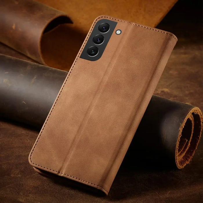 Magnet Fancy Case Case for Samsung Galaxy S22 + (S22 Plus) Pouch Wallet Card Holder Brown - Cell phone cases