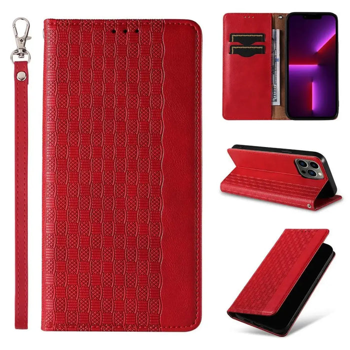 Magnet Strap Case for Samsung Galaxy S23 Flip Wallet Mini Lanyard Stand Red - Cell phone cases and covers<<<HurtelXML