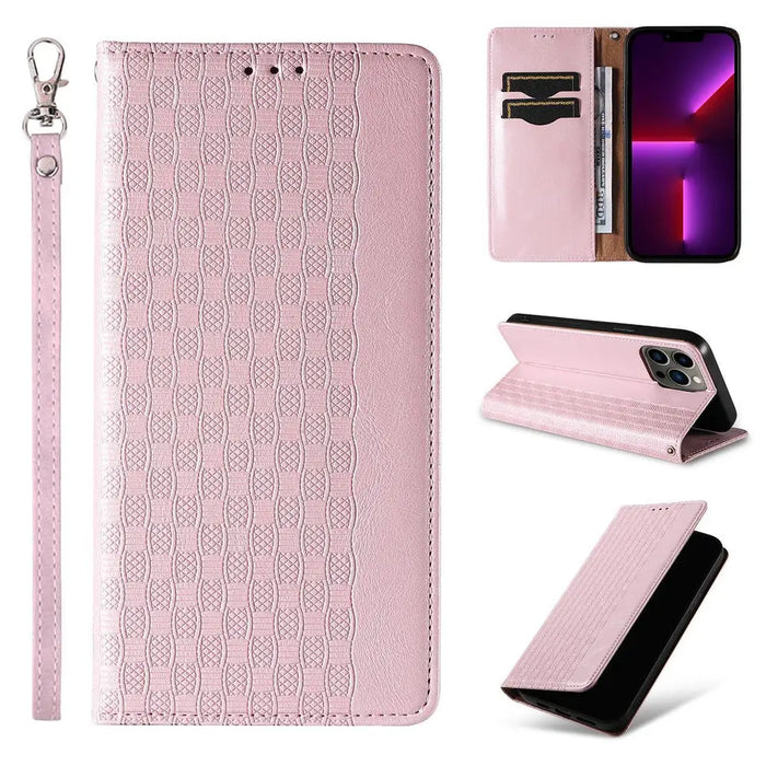 Magnet Strap Case iPhone 14 Case Flip Wallet Mini Lanyard Stand Pink - Cell phone cases and covers<<<HurtelXML