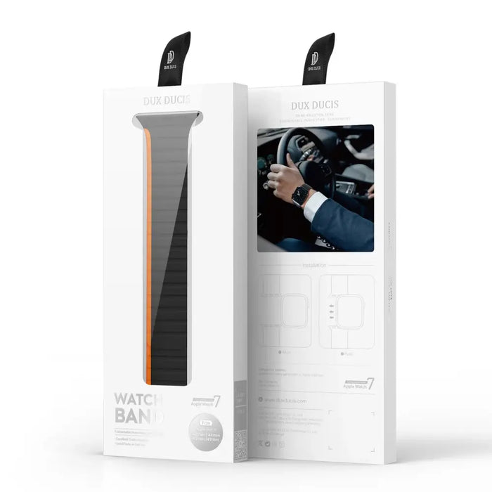 Magnetic Apple Watch SE 9 8 7 6 5 4 3 2 1 (41 40 38 mm) Dux Ducis Strap (LD Version) - black and orange - Cell phone