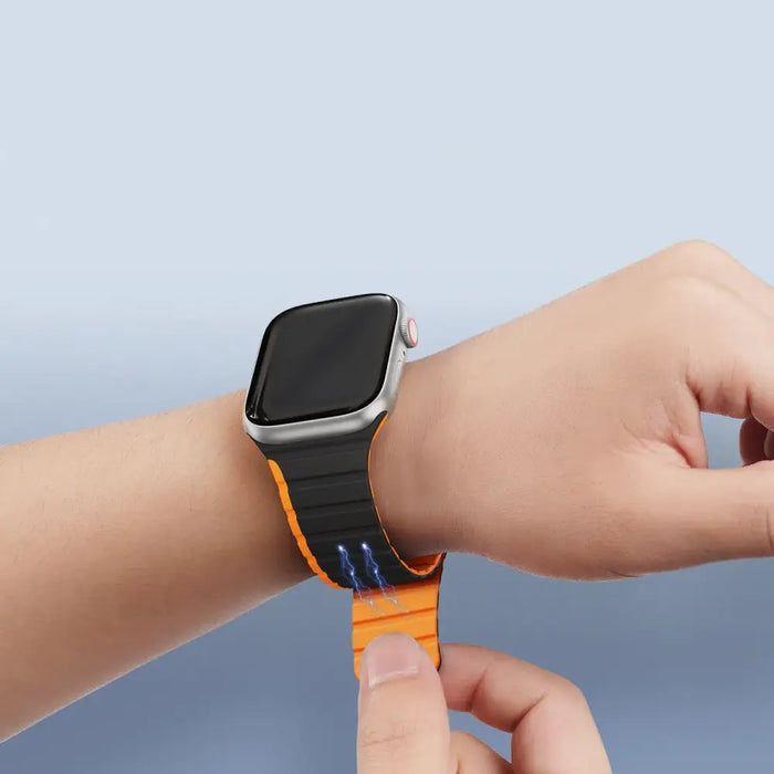 Magnetic Apple Watch SE 9 8 7 6 5 4 3 2 1 (41 40 38 mm) Dux Ducis Strap (LD Version) - black and orange - Cell phone