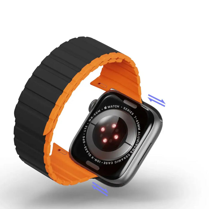 Magnetic Apple Watch SE 9 8 7 6 5 4 3 2 1 (41 40 38 mm) Dux Ducis Strap (LD Version) - black and orange - Cell phone