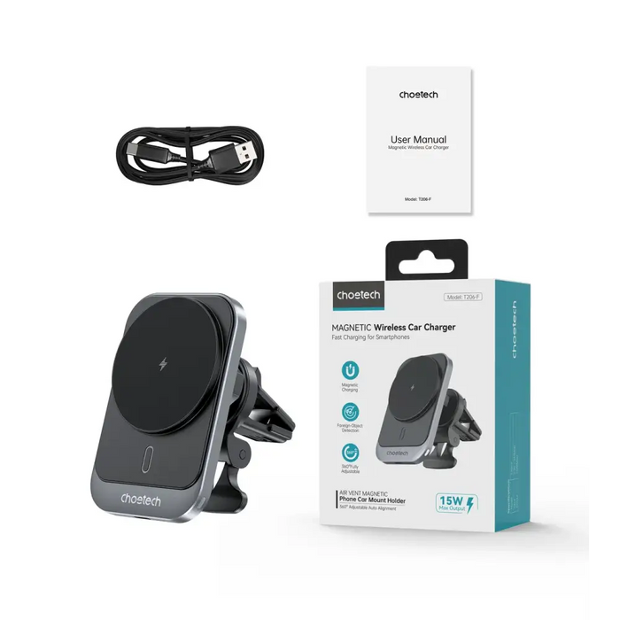 Magnetic car holder witch charger Choetech T206-F 15W (black) - Phone holders<<<Car accessories<<<InnproXML&&&Cell