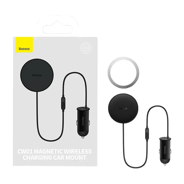 Magnetic Car Phone Holder Baseus CW01 to Ventilation Grid with car charger USB-C 15W + 25W (black) - Phone