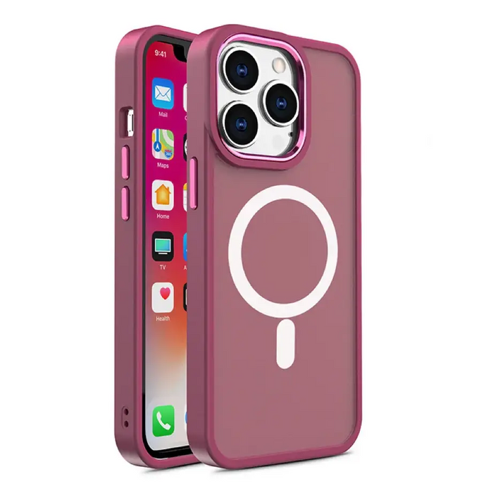 Magnetic Color Matte Case for iPhone 15 - Burgundy - Cell phone cases and covers<<<HurtelXML