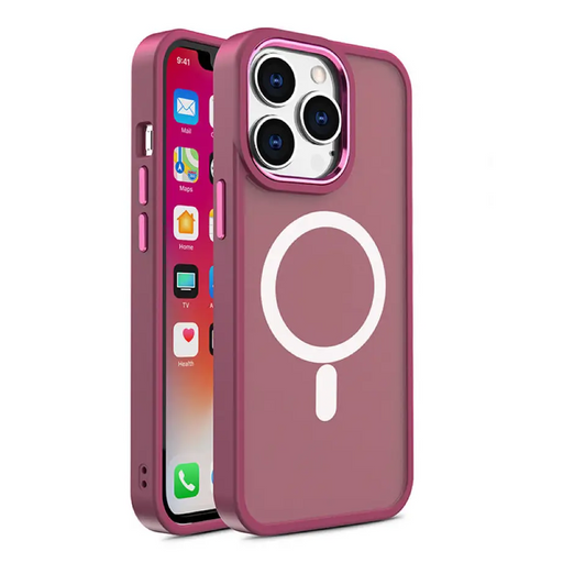 Magnetic Color Matte Case for iPhone 15 Plus - Burgundy - Cell phone cases and covers<<<HurtelXML