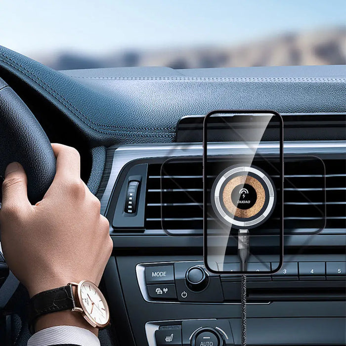 Magnetic holder with MagSafe inductive charger for cockpit/air vent 15W Dudao F12MAX+ - black - Cell phone