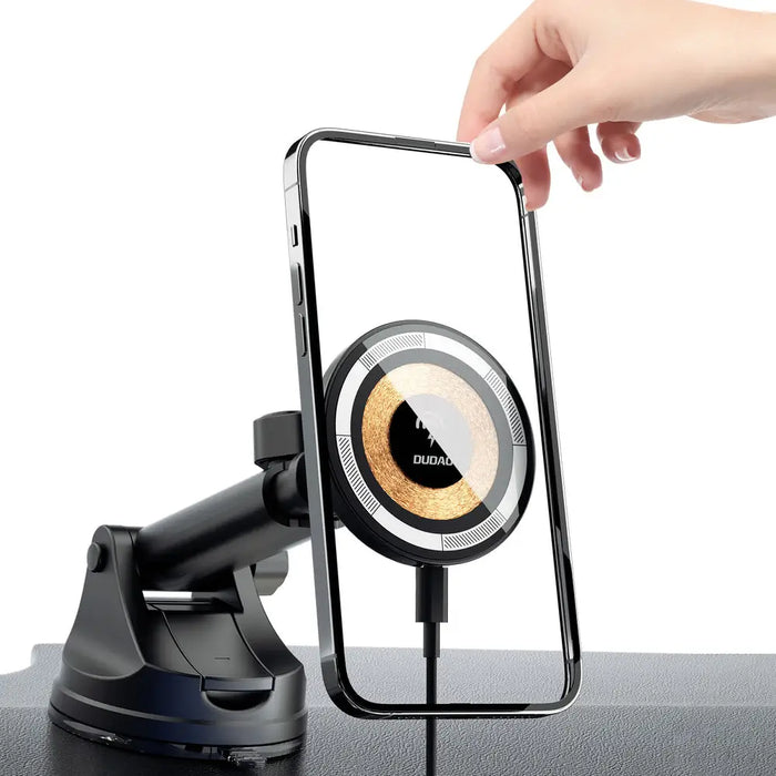 Magnetic holder with MagSafe inductive charger for cockpit/air vent 15W Dudao F12MAX+ - black - Cell phone
