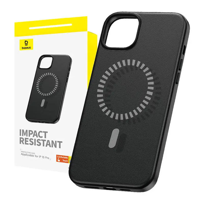 Magnetic Phone Case for iPhone 15 Pro Baseus Fauxther Series (Black) - Protective cases for smartphones<<<Cases<<<GSM
