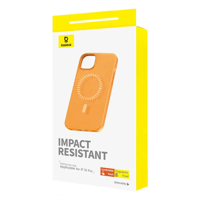 Magnetic Phone Case for iPhone 15 Pro Baseus Fauxther Series (Orange) - Protective cases for smartphones<<<Cases<<<GSM