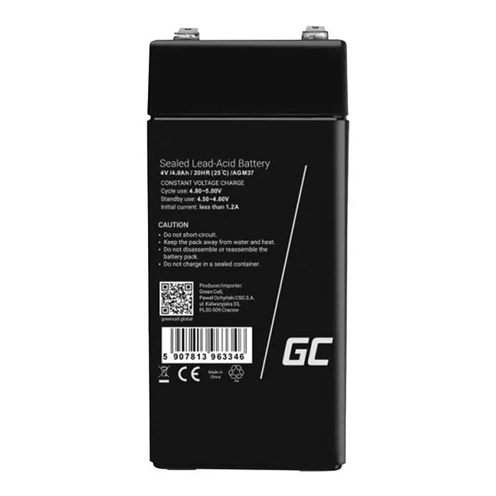 Maintenance-free AGM VRLA Green Cell AGM37 4V 4Ah Battery (for alarm system cash register toy)