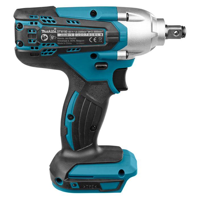 BATTERY IMPACT WRENCH MAKITA DTW190Z 18 V, 190.00 nm, WITHOUT BATTERY AND CHARGER