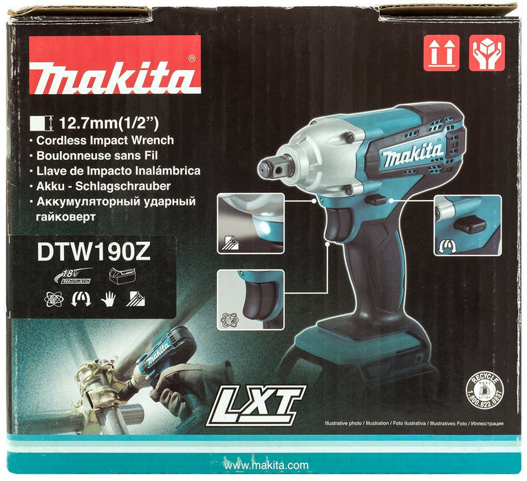 BATTERY IMPACT WRENCH MAKITA DTW190Z 18 V, 190.00 nm, WITHOUT BATTERY AND CHARGER