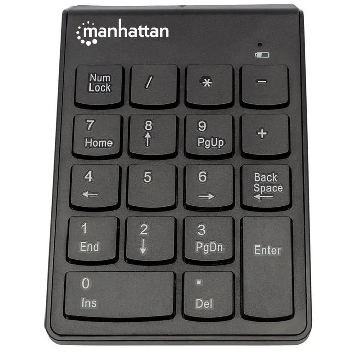 Manhattan Numeric Keypad Wireless (2.4GHz) USB-A Micro Receiver 18 Full Size Keys Black Membrane Key Switches Auto