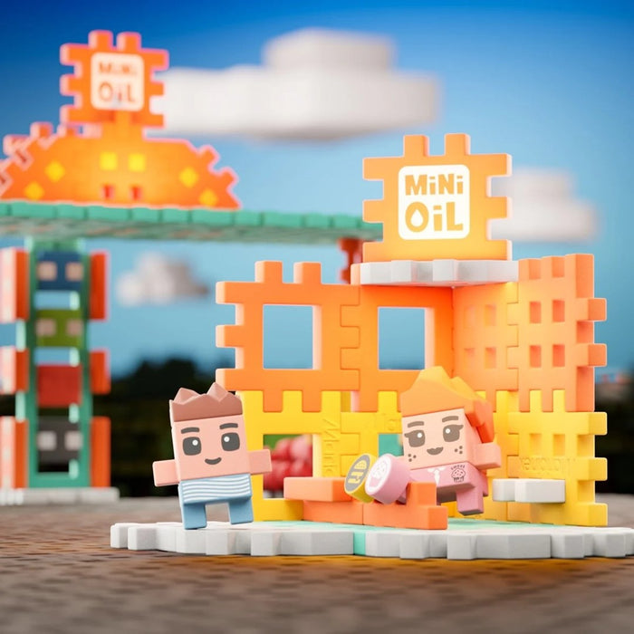 MARIOINEX Mini Waffle City Building Blocks Petrol Station, 148 pieces