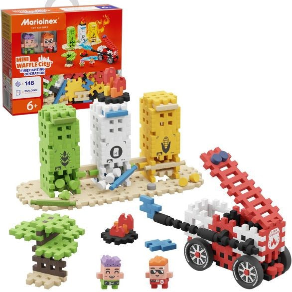 Marioinex Mini Waffle City Building Blocks Firefighter action, 148 pieces