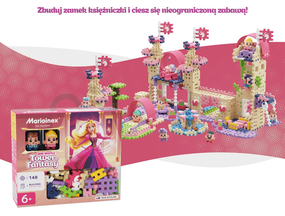 MARIOINEX Mini Waffle Princess Fantasy Tower Building Blocks, 148 pieces