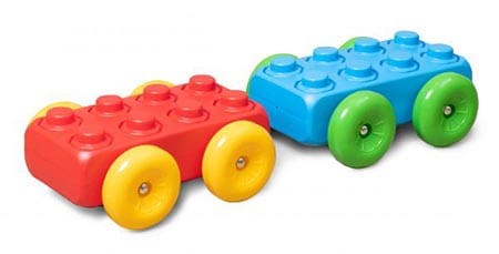 Marioinex ‘brick’ building blocks + 2 wheels, 30 pieces