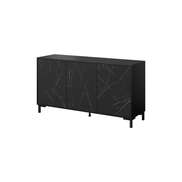 MARMO 3D chest of drawers 150x45x80.5 cm matte black/marble black - Chests of drawers made of furniture