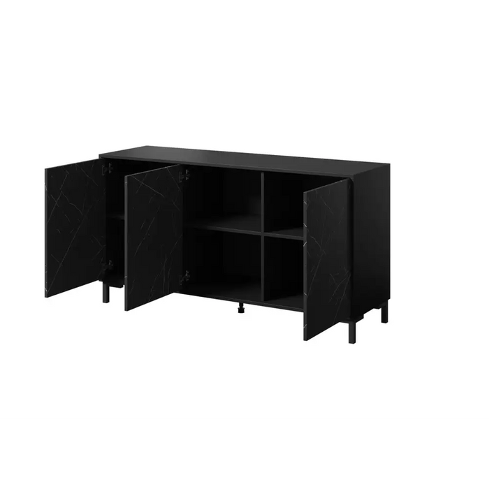MARMO 3D chest of drawers 150x45x80.5 cm matte black/marble black - Chests of drawers made of furniture