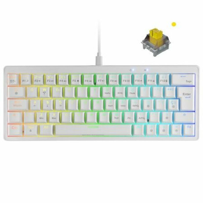 Gaming Keyboard Mars Gaming MKMINIPROWYES Qwerty US White