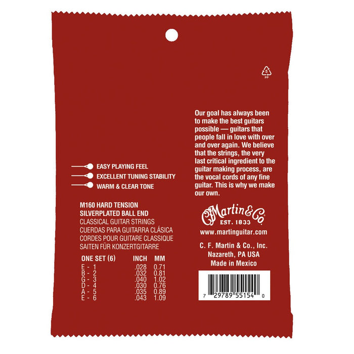 Martin M160 Classical Hard Tension (28-43) - classical guitar strings