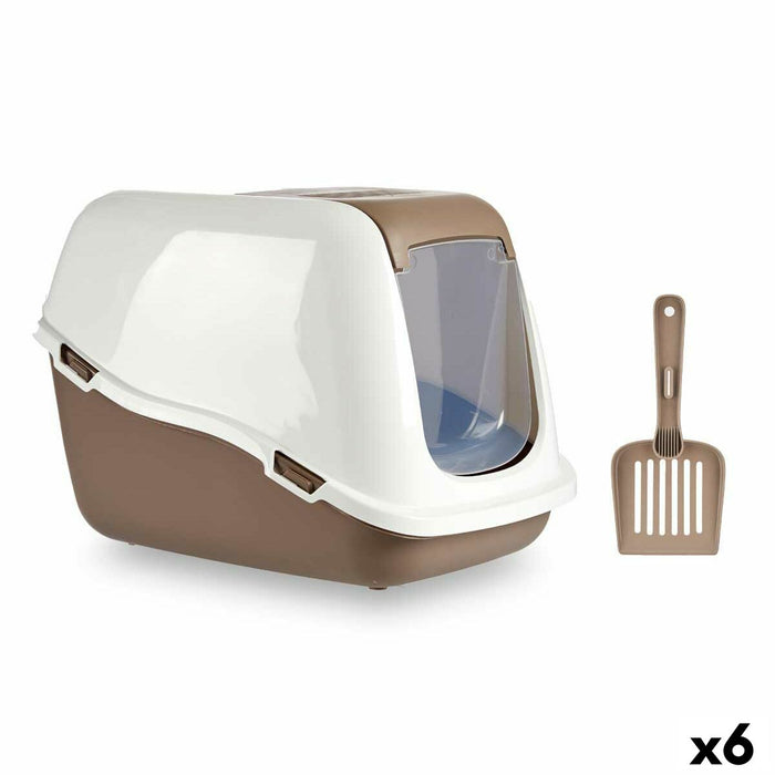 Cat Litter Box Mascow White Beige Plastic 39,7 x 57 x 39 cm 39,7 x 32,5 x 57 cm (6 Units)