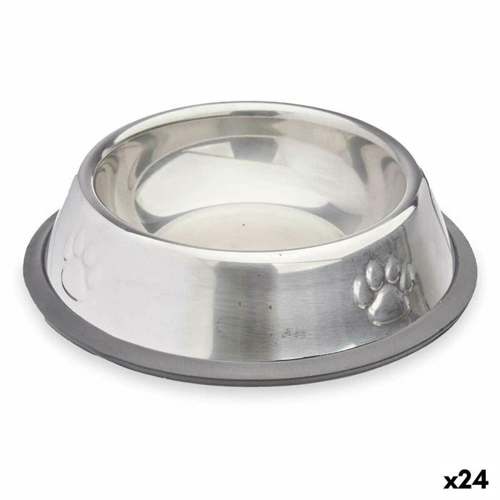 Dog Feeder Mascow Grey Silver Rubber Metal 15 x 4 x 15 cm 16 x 3,5 x 16 cm (24 Units)