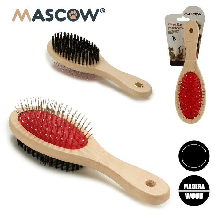 Dog Brush Mascow Brown Black Red 7 x 22,5 x 5 cm (12 Units)