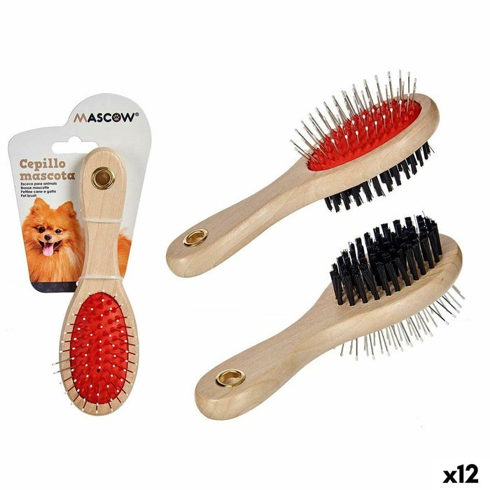 Dog Brush Mascow Brown Black Red 9 x 5 x 21 cm (12 Units)