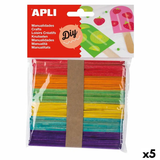 Materials for Handicrafts Apli Multicolour Wood 114 x 10 mm Iced lolly stick (5 Units) (50 Units) - Декорация и