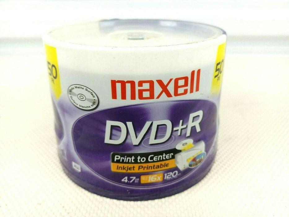 DVD+R MAXELL, 4.7 GB, 16x, Printable, 50 pk cake box