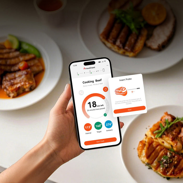 Meatmeet S Pro Kitchen Thermometer with Bluetooth App for Grill, Oven, Smoker - Gray