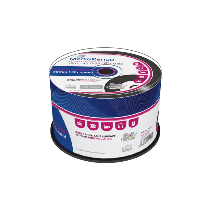 MediaRange CD-R Vinyl + PRINT 700Mb. 50 pieces per spindle - CD/DVD<<<Оптични носители<<<MediaTrade