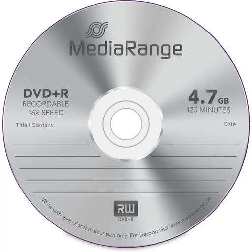 MediaRange DVD + R 4.7 GB I 120 minutes 16x 25 pcs. in cellophane - CD/DVD<<<Оптични носители<<<MediaTrade