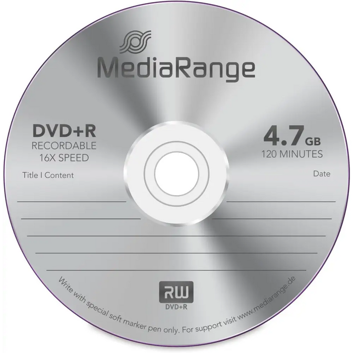 MediaRange DVD + R 4.7 GB I 120 minutes 16x 25 pcs. in cellophane - CD/DVD<<<Оптични носители<<<MediaTrade