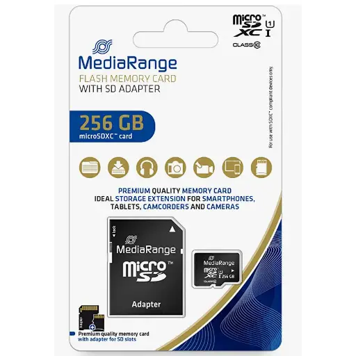 MediaRange microSDHC Card 256GB - Карти памет<<<Памети<<<MediaTrade