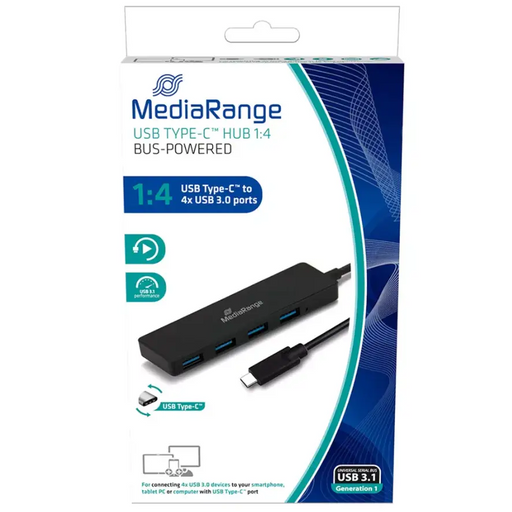 MediaRange USB Hub Type-C™ to USB 3.0 - Хъбове и адаптери<<<Компютърна периферия<<<MediaTrade