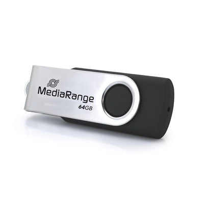 MediaRange USB Type-C® 3.2 Gen 1 Flash Drive, Rotating Housing, Silver/Black, 64GB