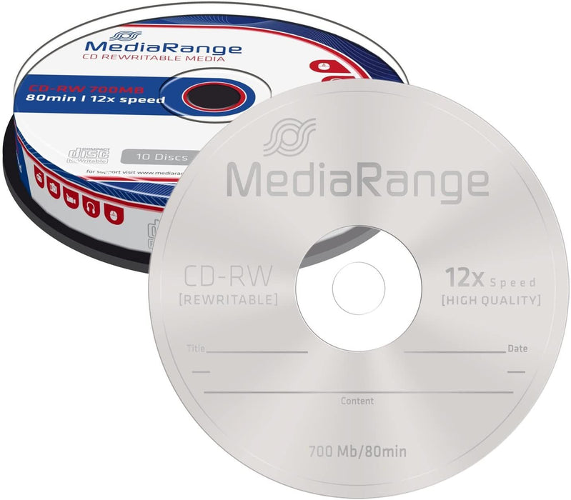 MediaRange CD-RW 700MB|80min 12x speed, rewritable, 10 pcs per spindle
