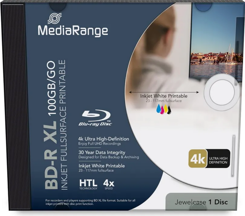 Mediarange BD-R XL Extra Large 100GB, 4x recording speed, full surface inkjet printing