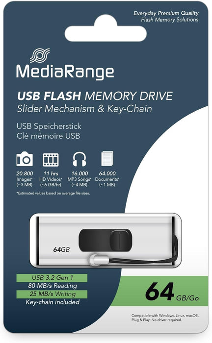 MediaRange USB Flash Drive 64GB USB 3.2