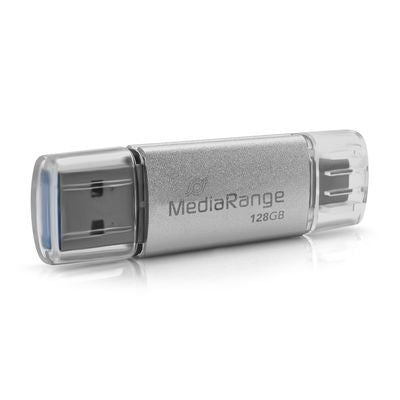 MediaRange USB 3.2 Gen 1 Combo Flash Drive with Type-C®, Silver, 128GB
