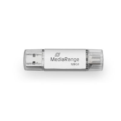 MediaRange USB 3.2 Gen 1 Combo Flash Drive with Type-C®, Silver, 128GB