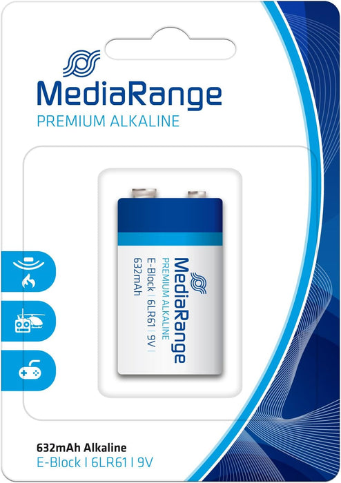 MediaRange Premium Alkaline Battery, E-Block|6LR61|9V