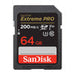 Memory card SANDISK EXTREME PRO SDXC 64GB 200/90 MB/s UHS-I U3 (SDSDXXU-064G-GN4IN) - Memory cards<<<GSM